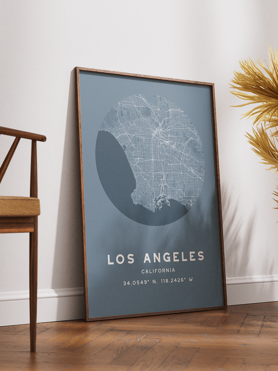 Los Angeles Street Map Poster – Blue Minimalist Circular City Art product image (2)