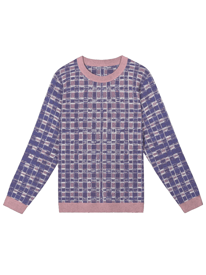 Abstract Plaid Crewneck Sweater – Lavender & Rose product image (5)