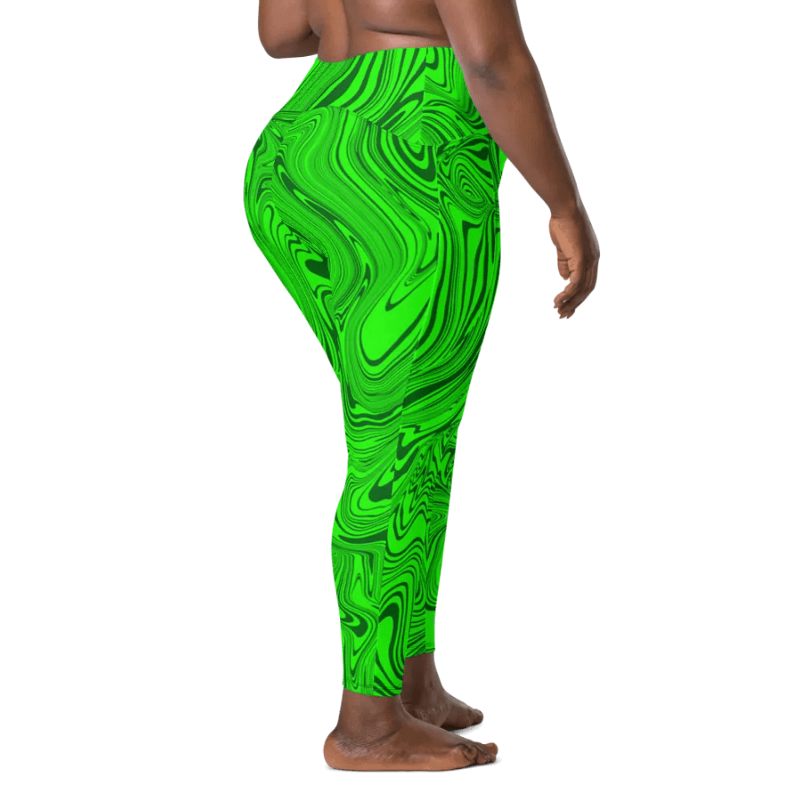 Leggings with Pockets - Abstract Green Swirls product image (10)