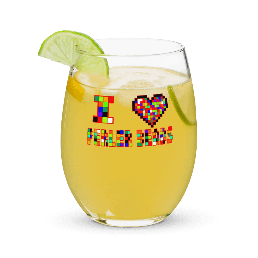 I Heart Perler Bead Wine Glass product image (9)