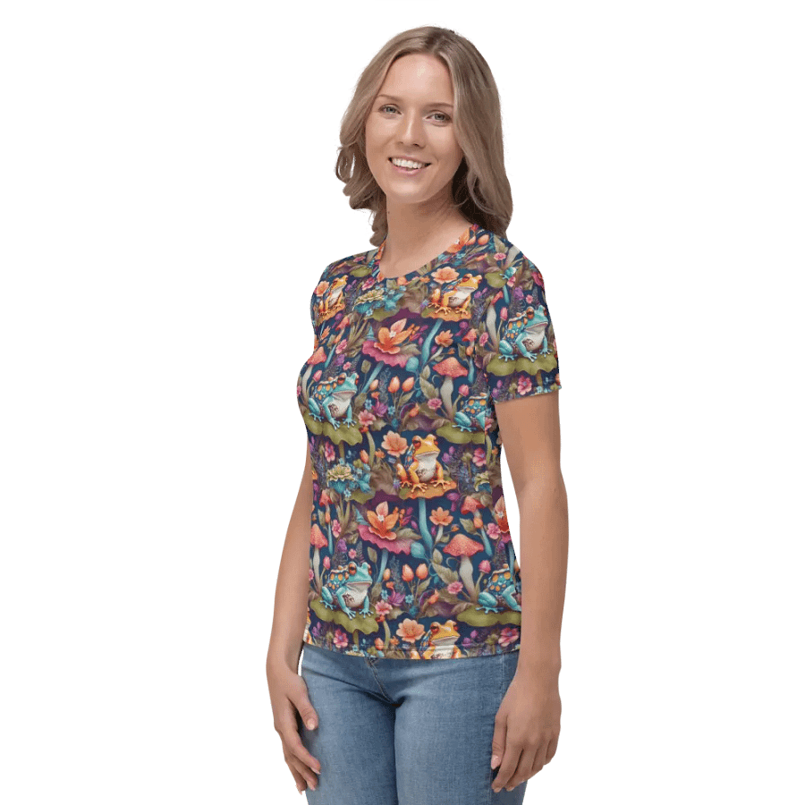 Mushroom Frogs Floral All Over Print T-shirt product image (5)