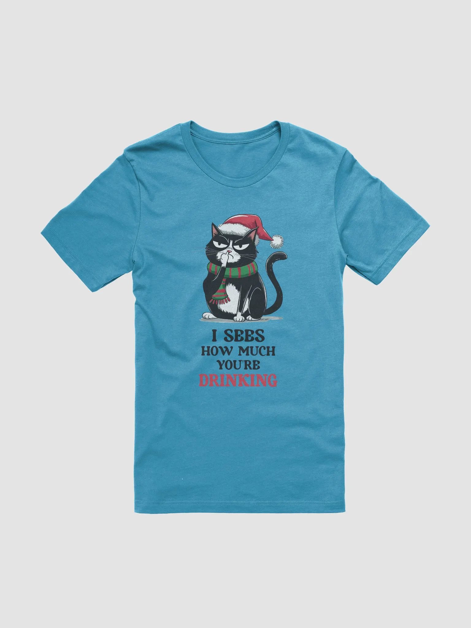 Funny Cat Christmas Drinking T-Shirt product image (7)