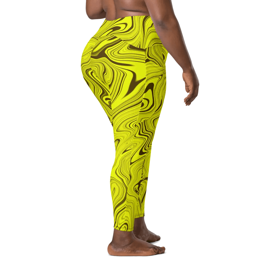 Leggings with Pockets - Yellow Liquid Swirls product image (10)