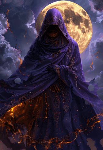 Veil of Shadows The Enigmatic Guardian of the Golden Moon product image (1)