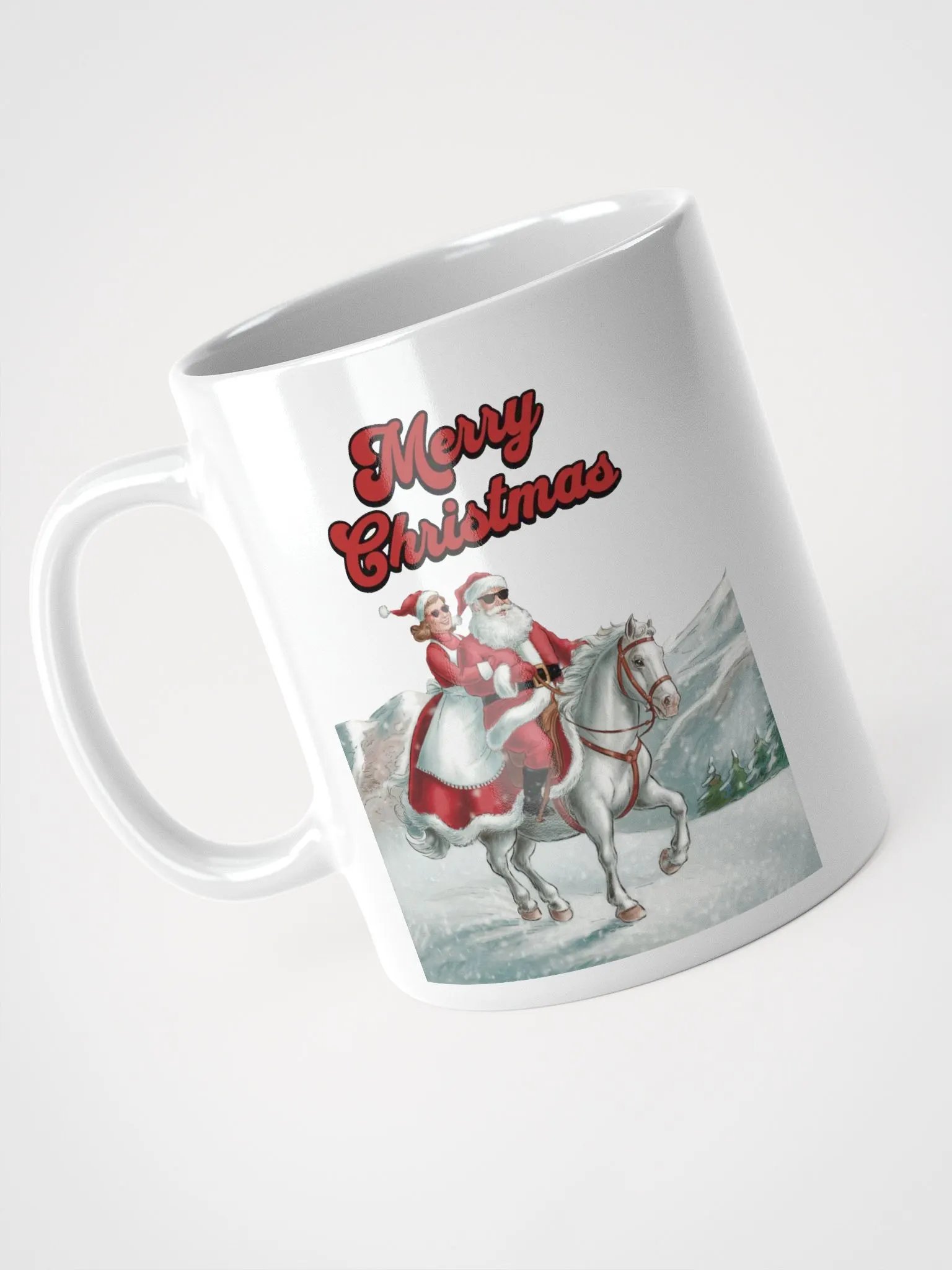 Mr. and Mrs. Santa Claus Horse Riding White Mug product image (7)