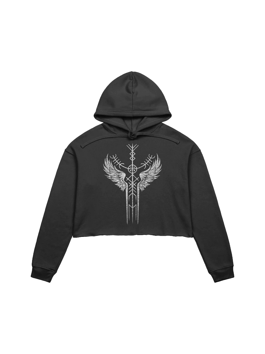 The Valkyrie Stave Fleece Crop Hoodie (grunge print) product image (2)