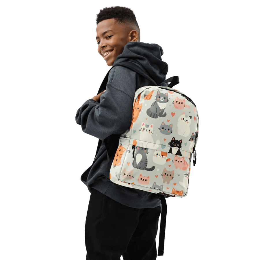 Pastel Cat Pattern Backpack product image (7)
