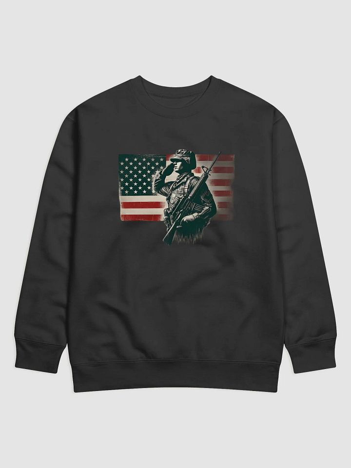 Saluting Soldier - Proud USA Patriotic Tribute Vintage Unisex Premium Sweatshirt product image (1)