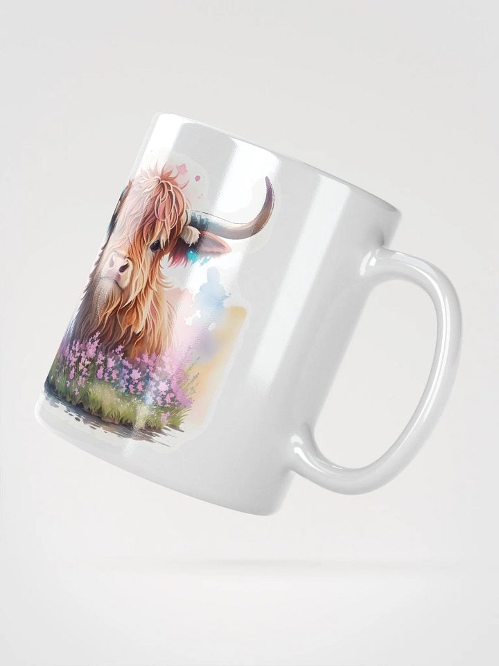 Whimsical Highland Cow White Glossy Mug product image (4)