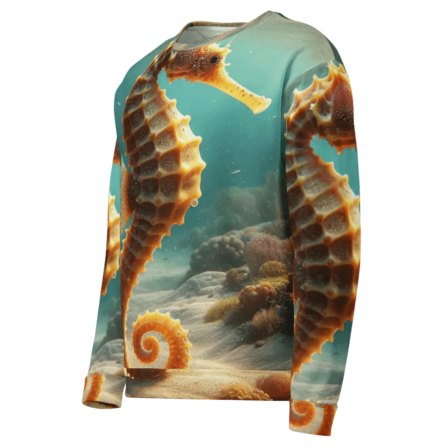 Serene Seahorse All-Over Print Sweatshirt | AI Design seahorse the beauty of the underwater world product image (3)