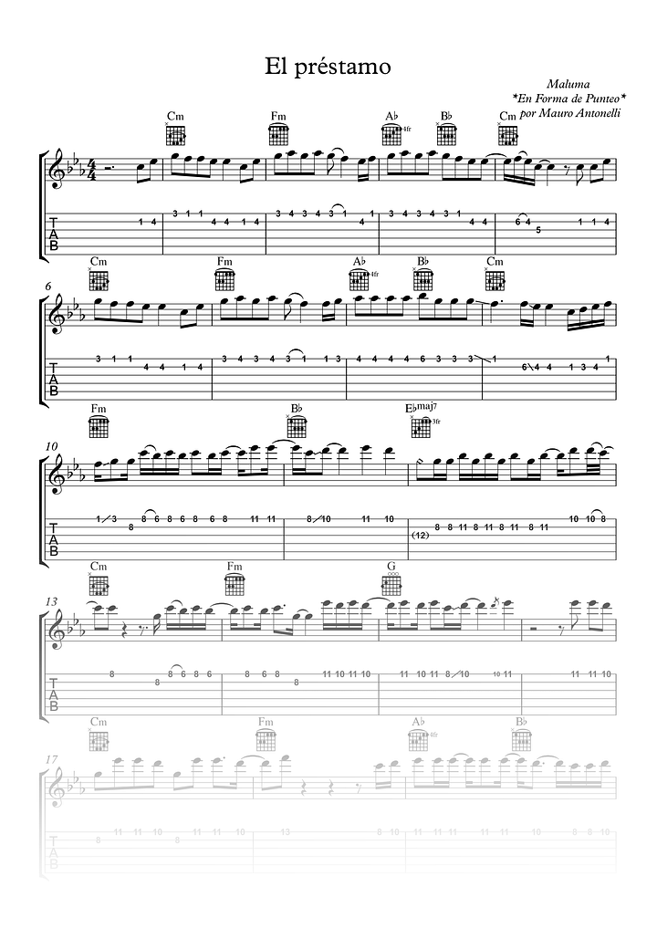 El préstamo - Partitura + Tab + Acordes + Pista product image (1)