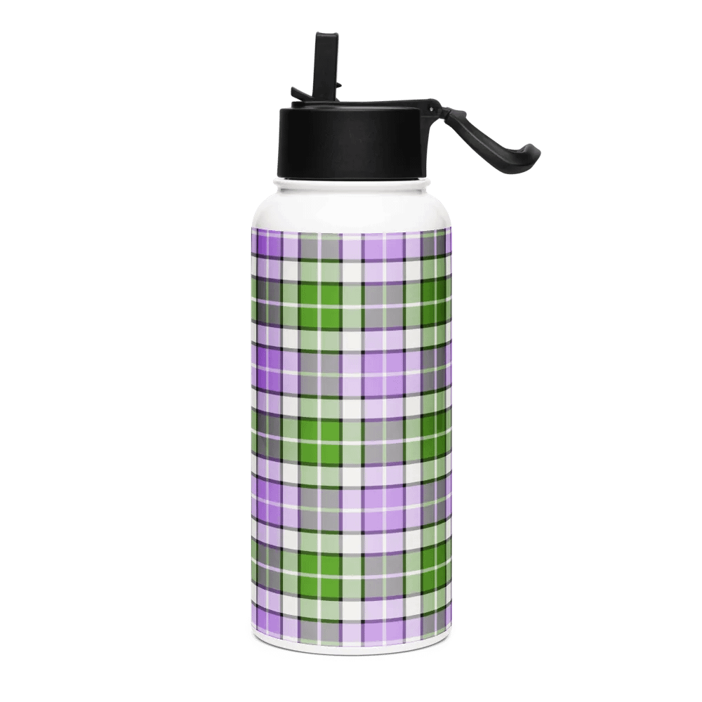 Lavender and Green Plaid Water Bottle product image (2)