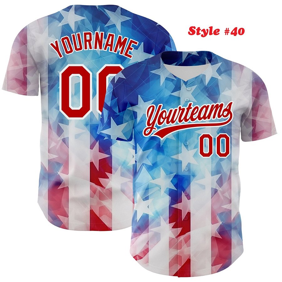 Authentic Baseball Jersey, Custom Baseball Jersey, Personalized Sport Jersey, Colorful, Flowers, Number, Logo, American product image (191)