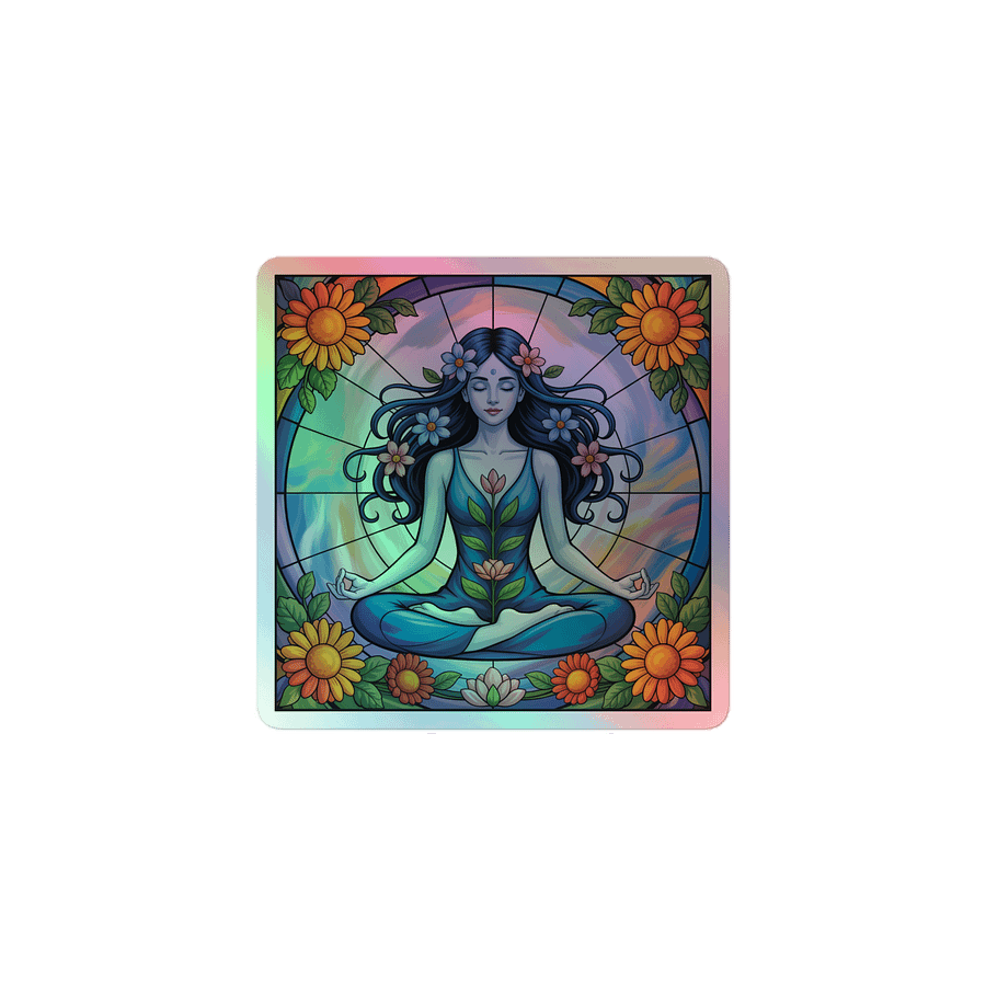 Meditative Blooms Holographic Sticker product image (1)