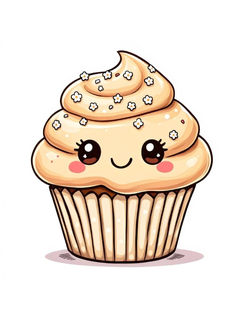 16 Elegant Kawaii Cupcake Clipart Designs, Cute Cupcake Illustrations, Kawaii Clipart, Frosting Clipart Resources product image (3)
