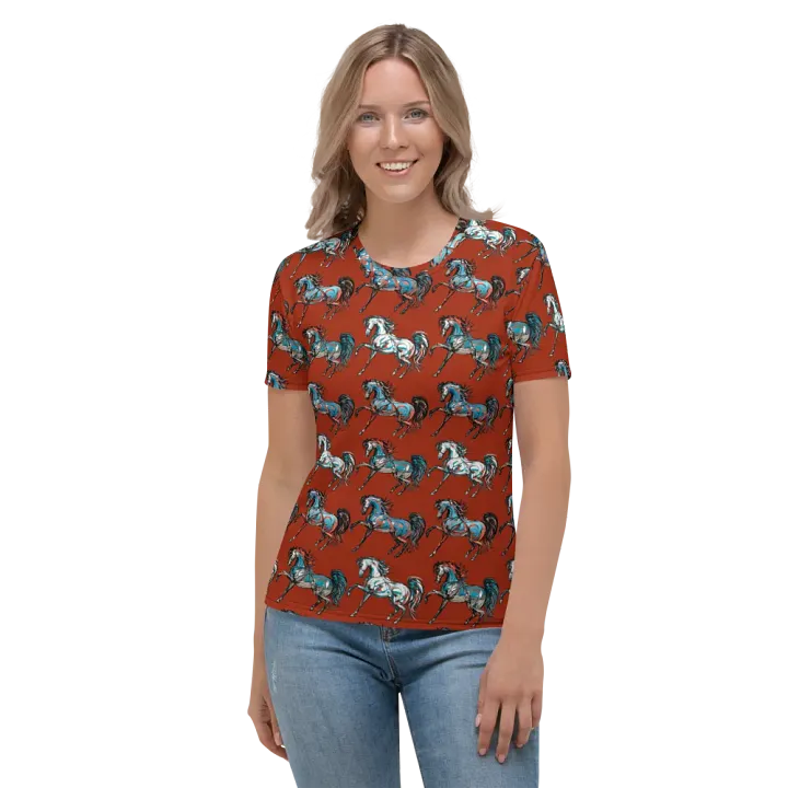 Prancing Garnet Arabian Lady's Tee Shirt product image (2)