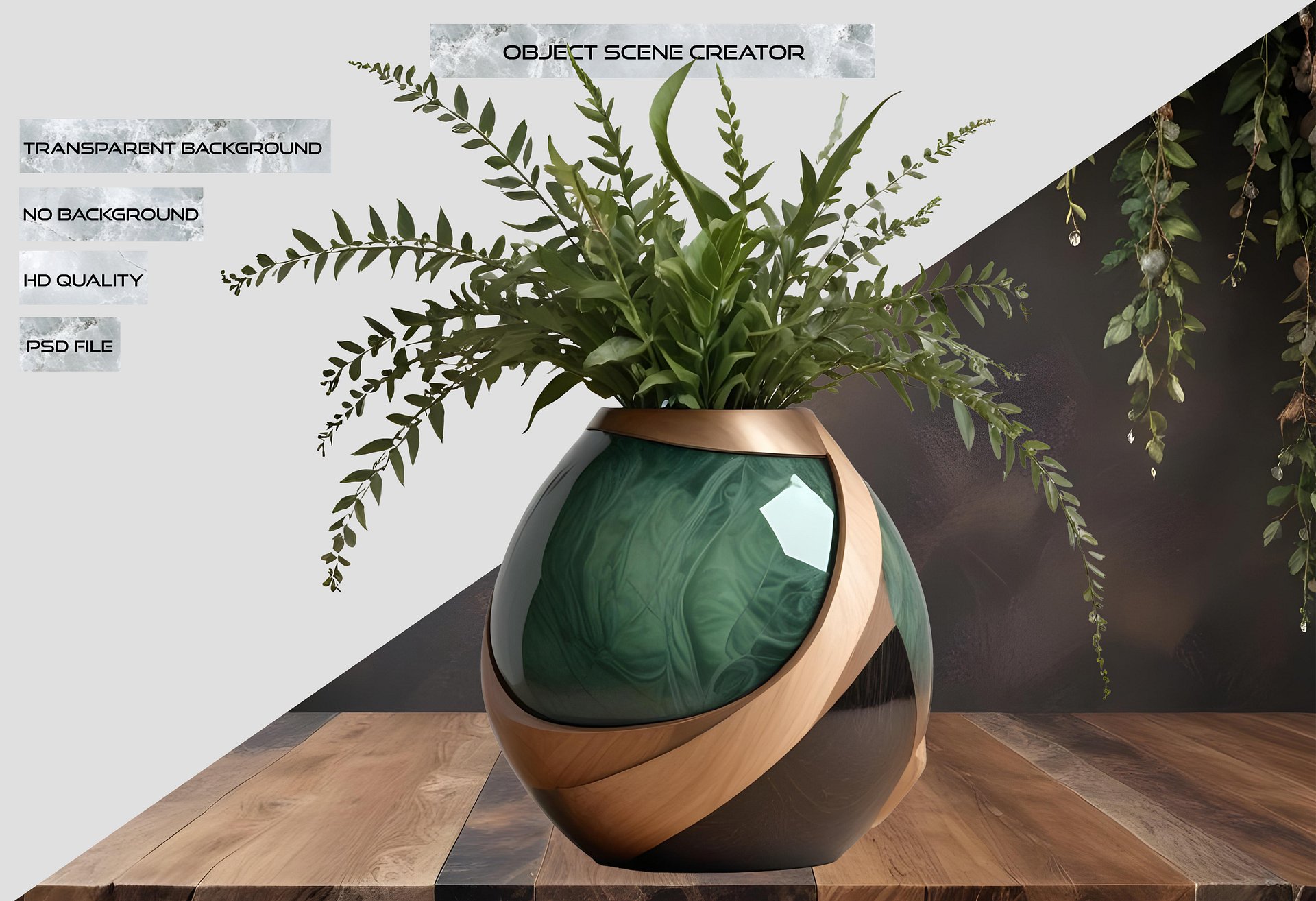 Luxe Botanique – Verdant Harmony Vase PNG product image (2)