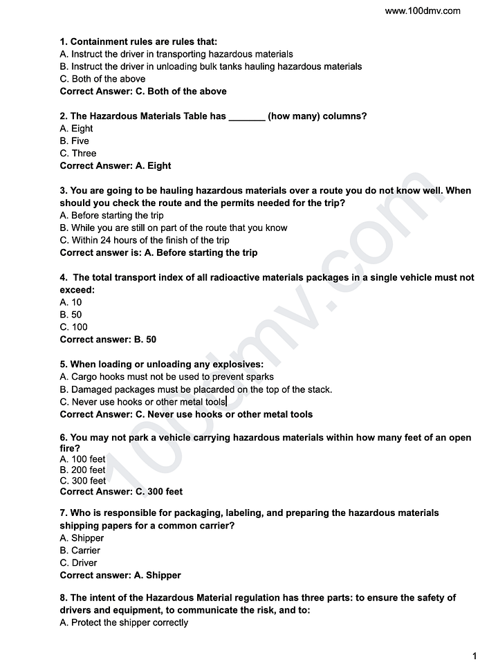 CDL Hazardous Materials Test (PDF file) product image (2)