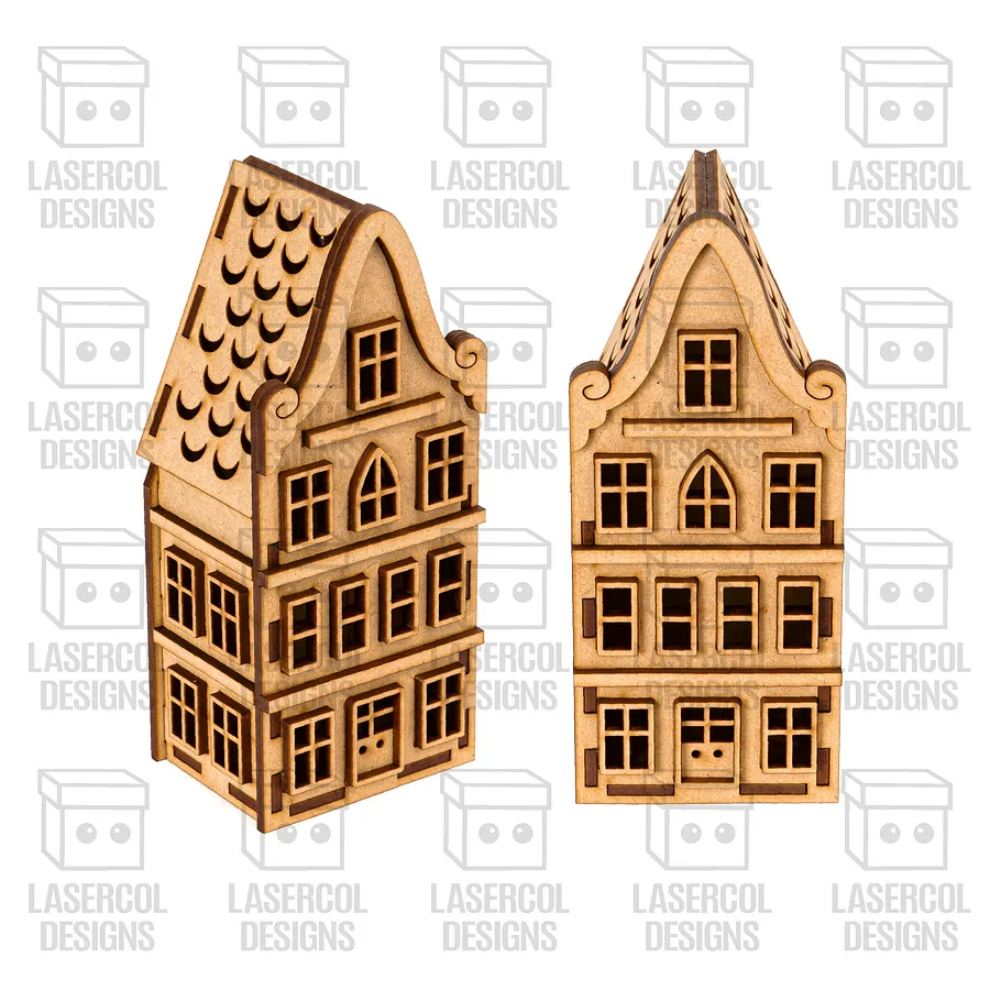 Christmas Houses Set 2 (5 Styles) - Laser Cut Files product image (8)