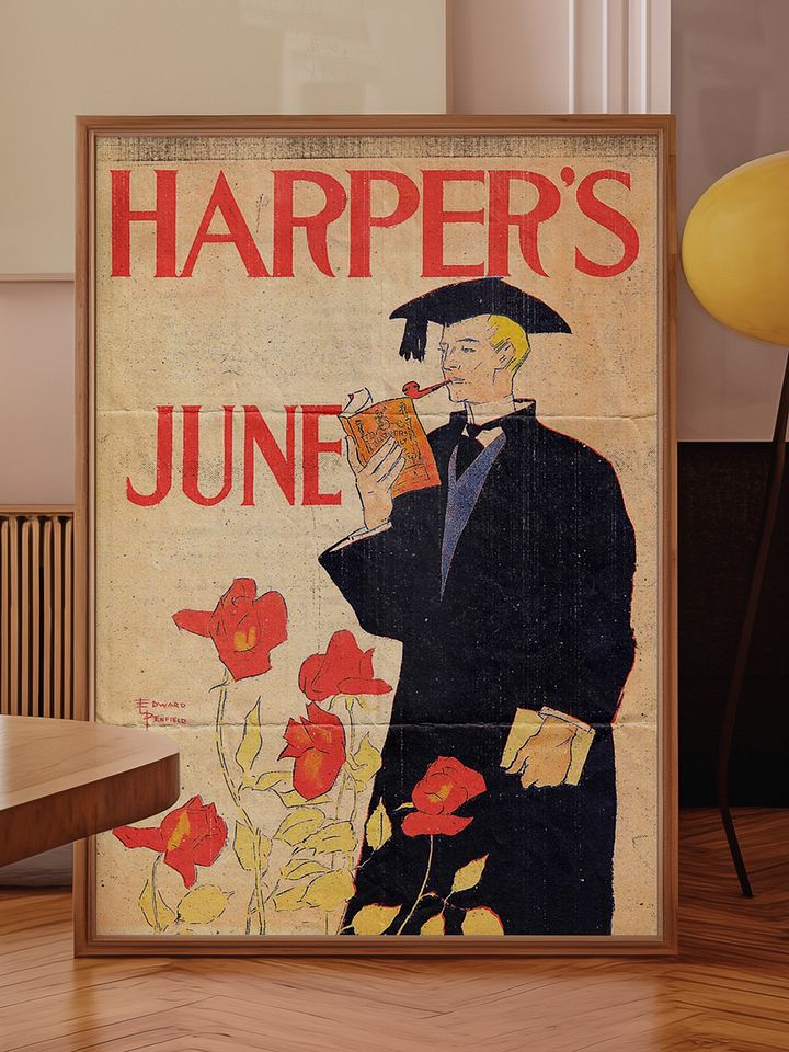 Harper's June 1895 Poster | Edward Penfield Artwork | Vintage Magazine Cover Art for Book Lovers & Classic Wall Decor For Book Enthusiasts product image (3)