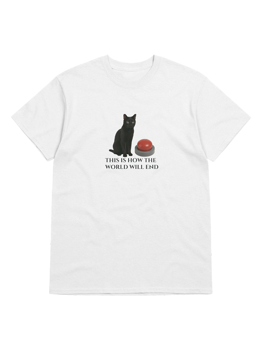 Apocalyptic Cat and Red Button T-Shirt product image (6)
