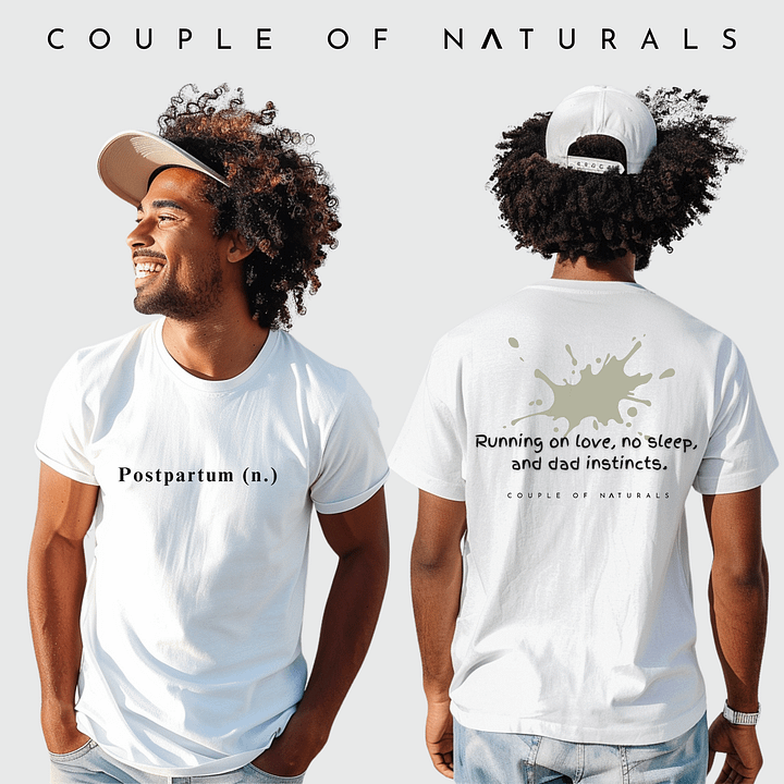 Empowering Postpartum White T-Shirt, Gift for New Dads, Celebrate Fatherhood, Green Splash product image (1)