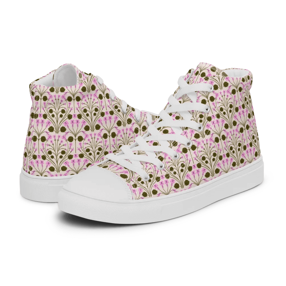 Alpine Serenity - Pink and Green - Women High Top Canvas Shoes product image (11)