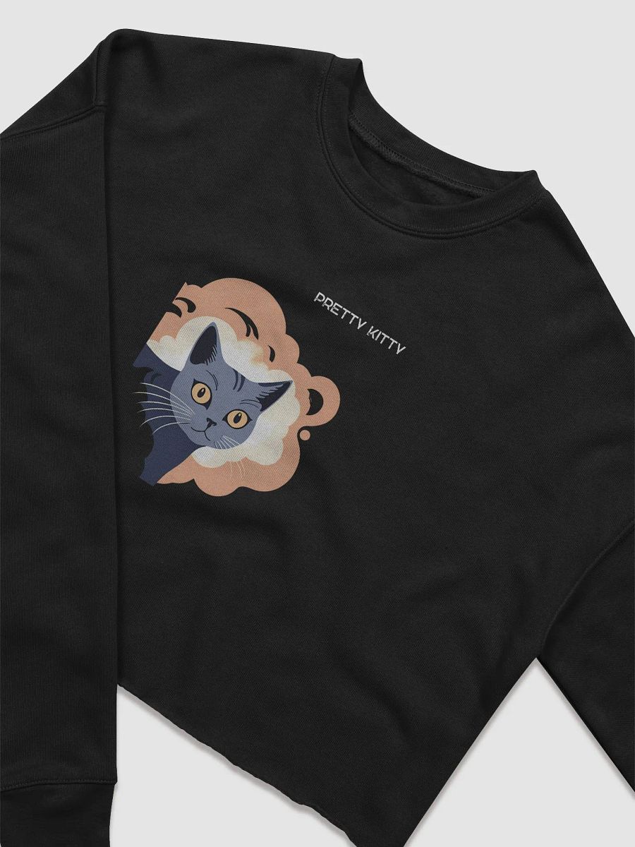 Whimsical Cat Illustration Fleece Crop Sweatshirt product image (3)