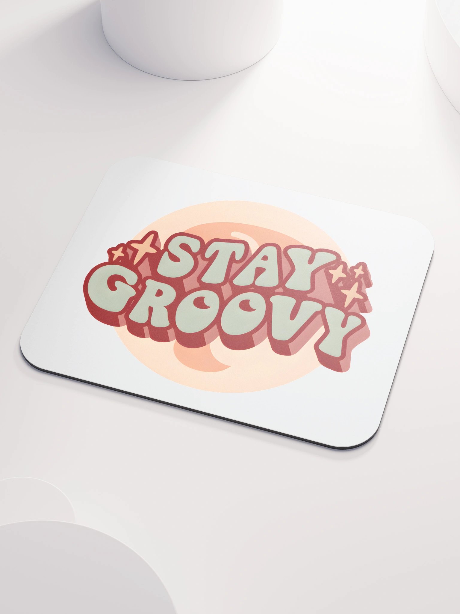 Stay Groovy Mouse Mat - Orange on White product image (3)