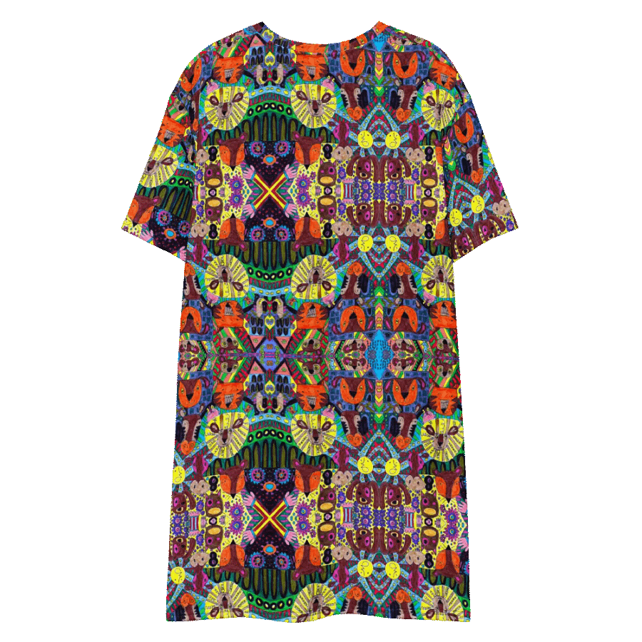 Abstract Doodle Art Animals Ladies T Shirt Dress product image (8)