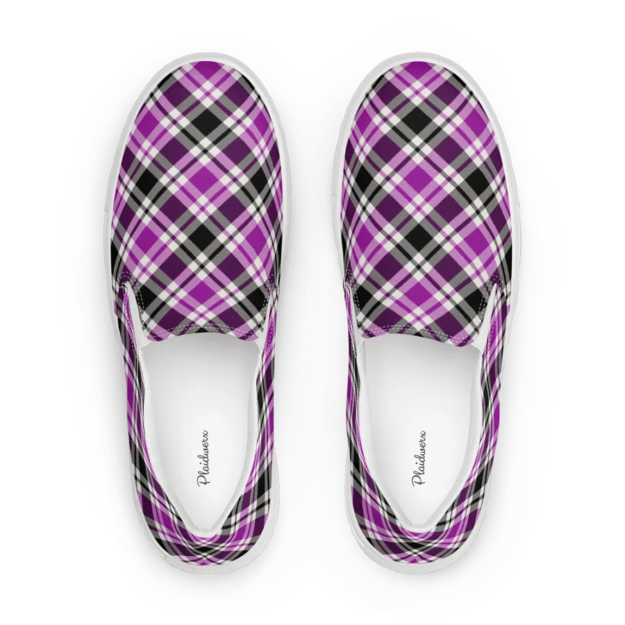 Purple, Black & White Plaid Women's Slip-On Shoes product image (1)