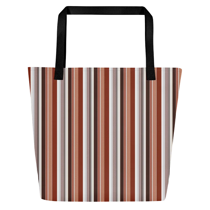 Fall Leaves Stripes Autumn Color – All-Over Print Large Tote Bag with Pocket product image (1)