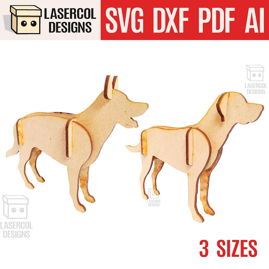 Dogs 3d Puzzle (3 Sizes) Set 1 - Laser Cut Files product image (1)