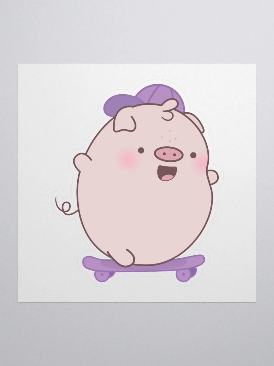 Mason The Skateboarder Kawaii Pig Kiss Cut Sticker product image (2)