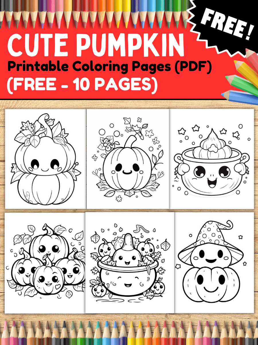 FREE - 10 Cute Pumpkin Coloring Pages (PDF Coloring Pages) product image (1)