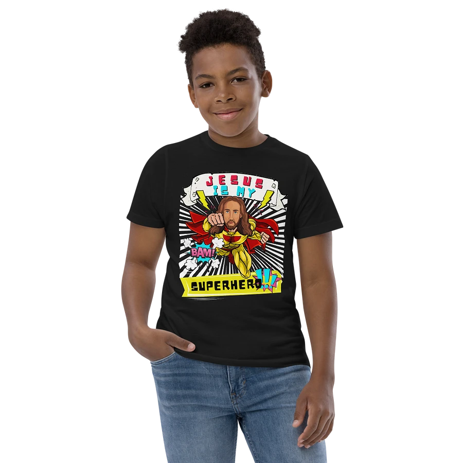 Jesus Is My Superhero- Funny Christian Comic Kids T-Shirt product image (3)