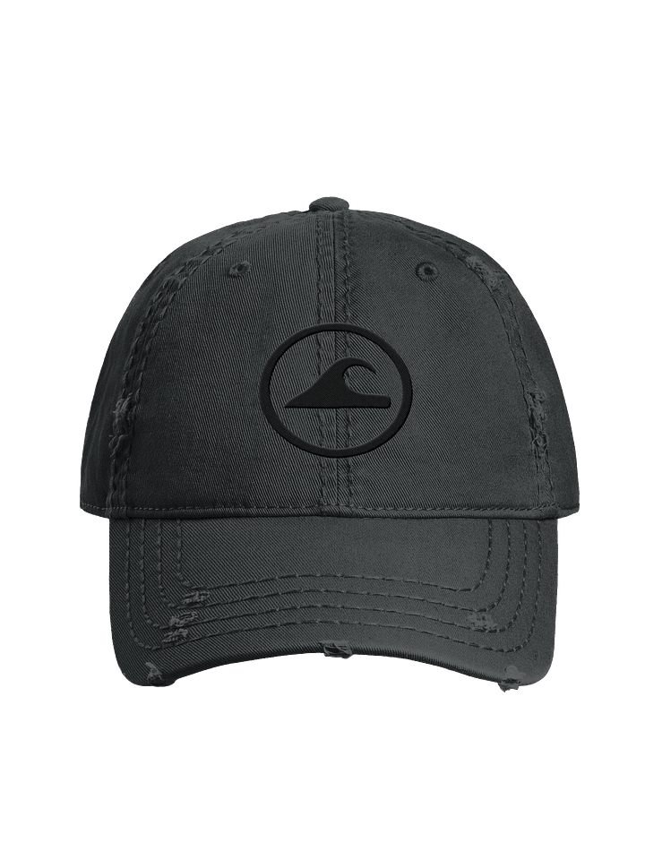 Embroidered Wave Rider Otto Distressed Dad Hat (Blackout) product image (1)