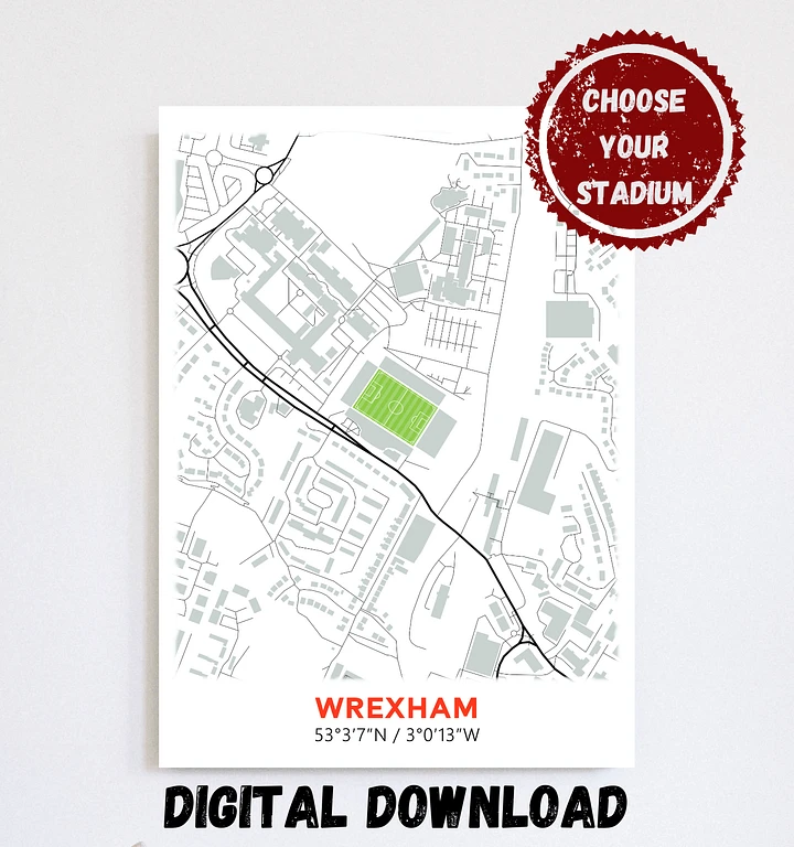 Wrexham Stadium Map Design Digital Download product image (1)
