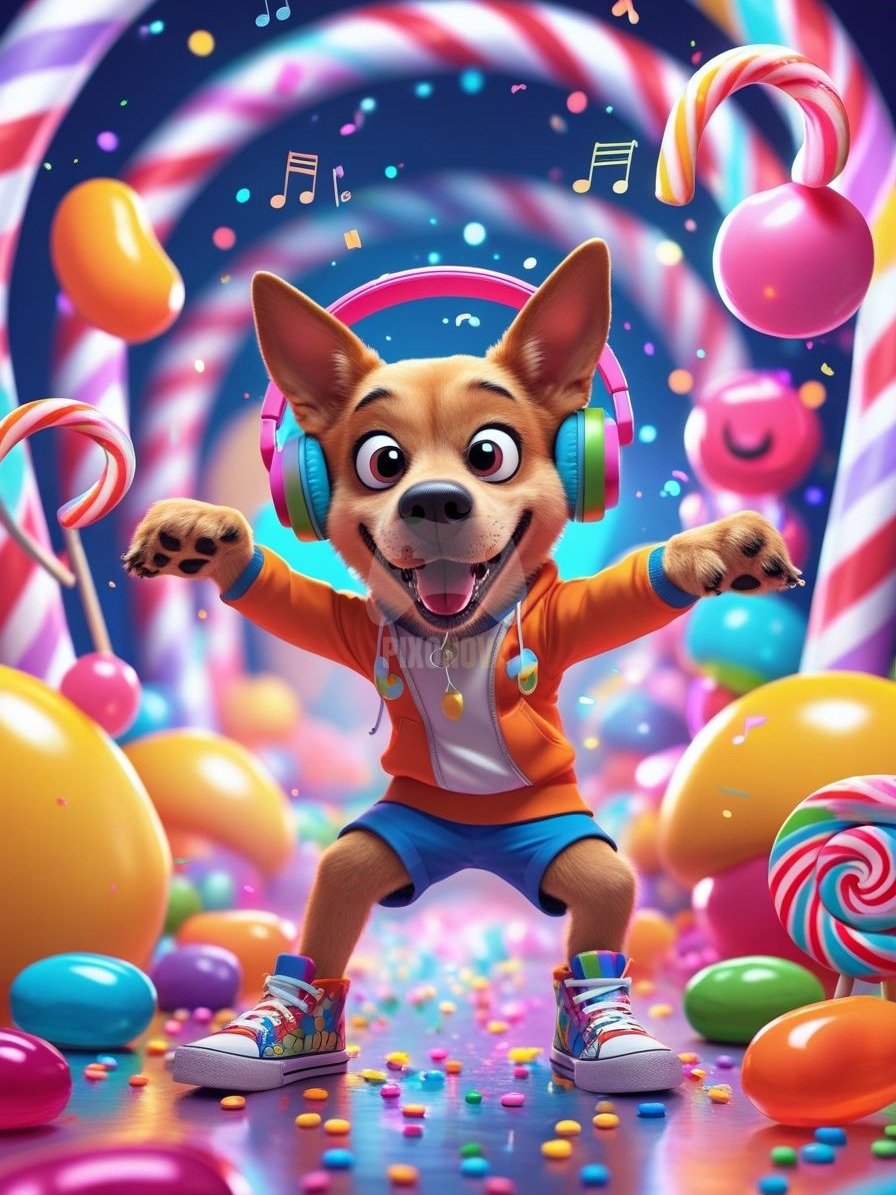 Pixel Party Parade – Track 5: Jellybean Jam (Dog Mascot Edition) | 896x1344 px | 4 Variations | PNG + PDF product image (1)