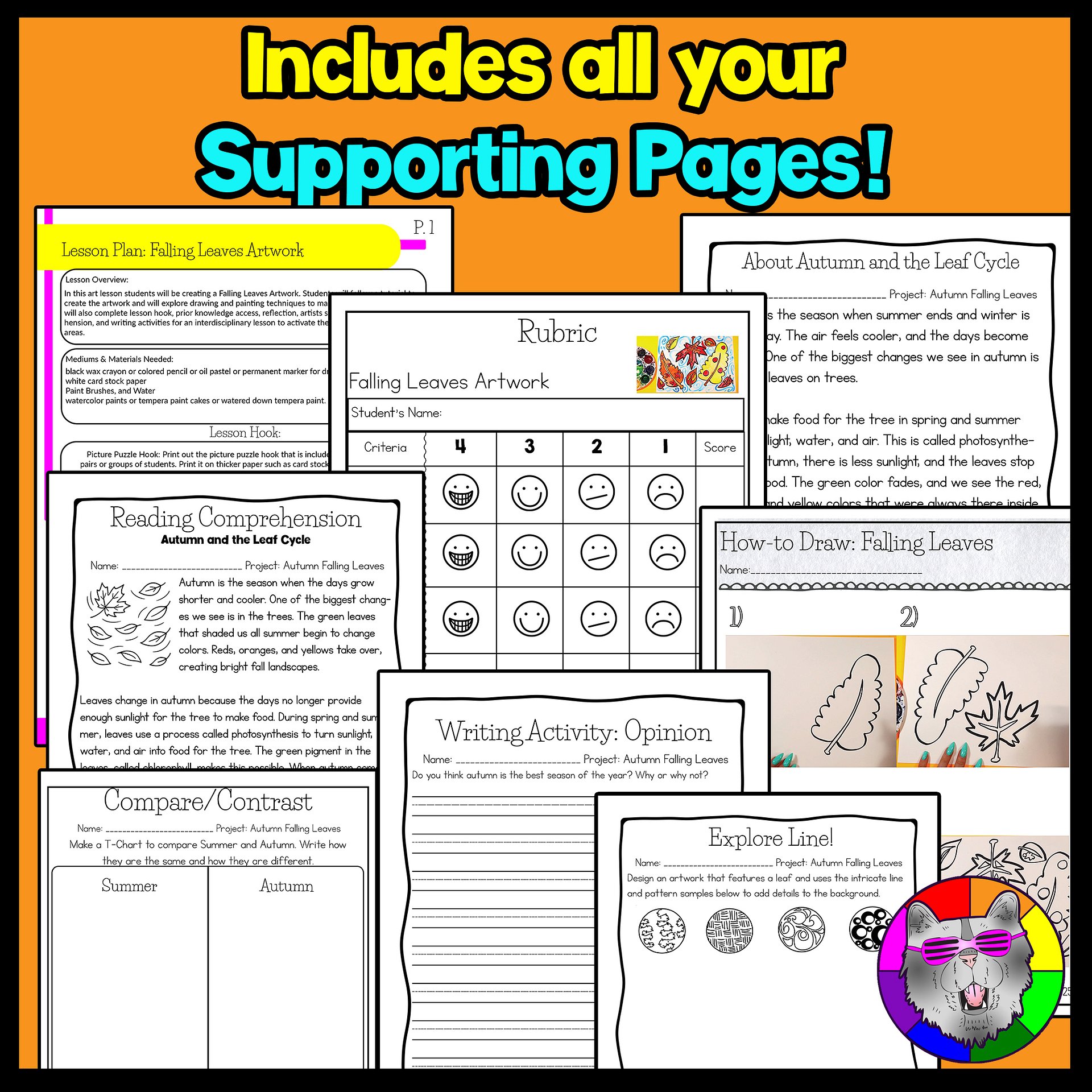 Autumn Falling Leaves Art Project with Reading, Writing & Drawing Activities (Grades 1–4) product image (4)