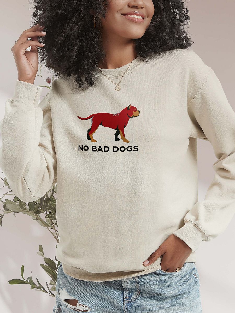 No Bad Dogs Sweatshirt (Embroidered) of an American Bully(Red & Tan) product image (2)