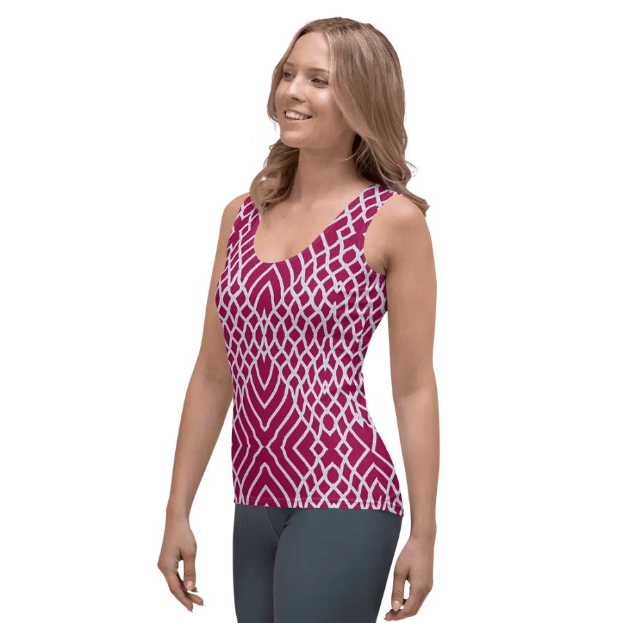 Net white and red/All-over print Womens Tank Top by Sublicolor product image (3)