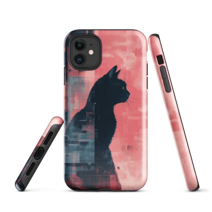 Black Cat Pink Vaporwave Aesthetic - Tough Phone Case product image (1)