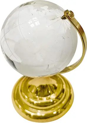 Shubhanjali Glass World Map Crystal Globe for Home Decor Items Study Table Office Gifts 45MM Decorative Showpiece - 6 cm (Crystal, Glass, White) product image (4)