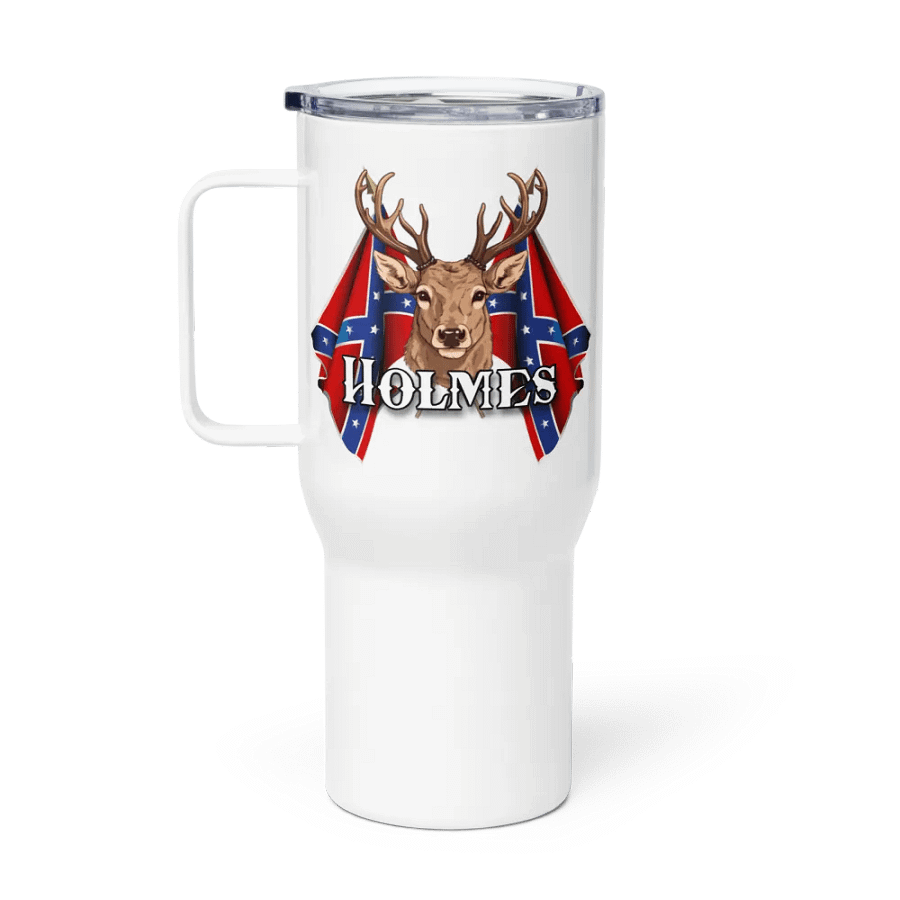 "Holmes" Rebel Redneck Deer - Travel Mug w/ Handle product image (1)