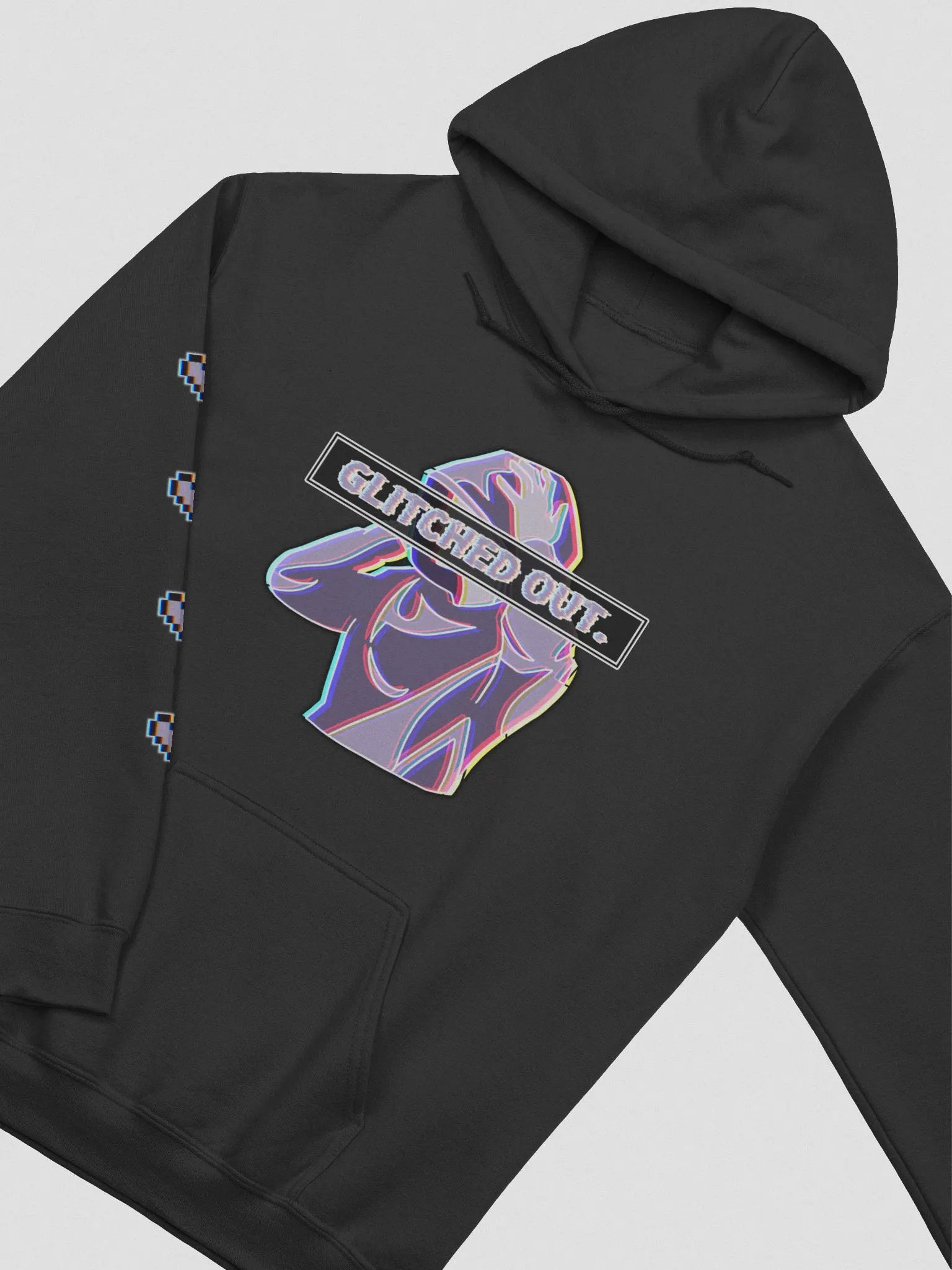 GLITCHED OUT - Hoodie with sleeve print product image (2)