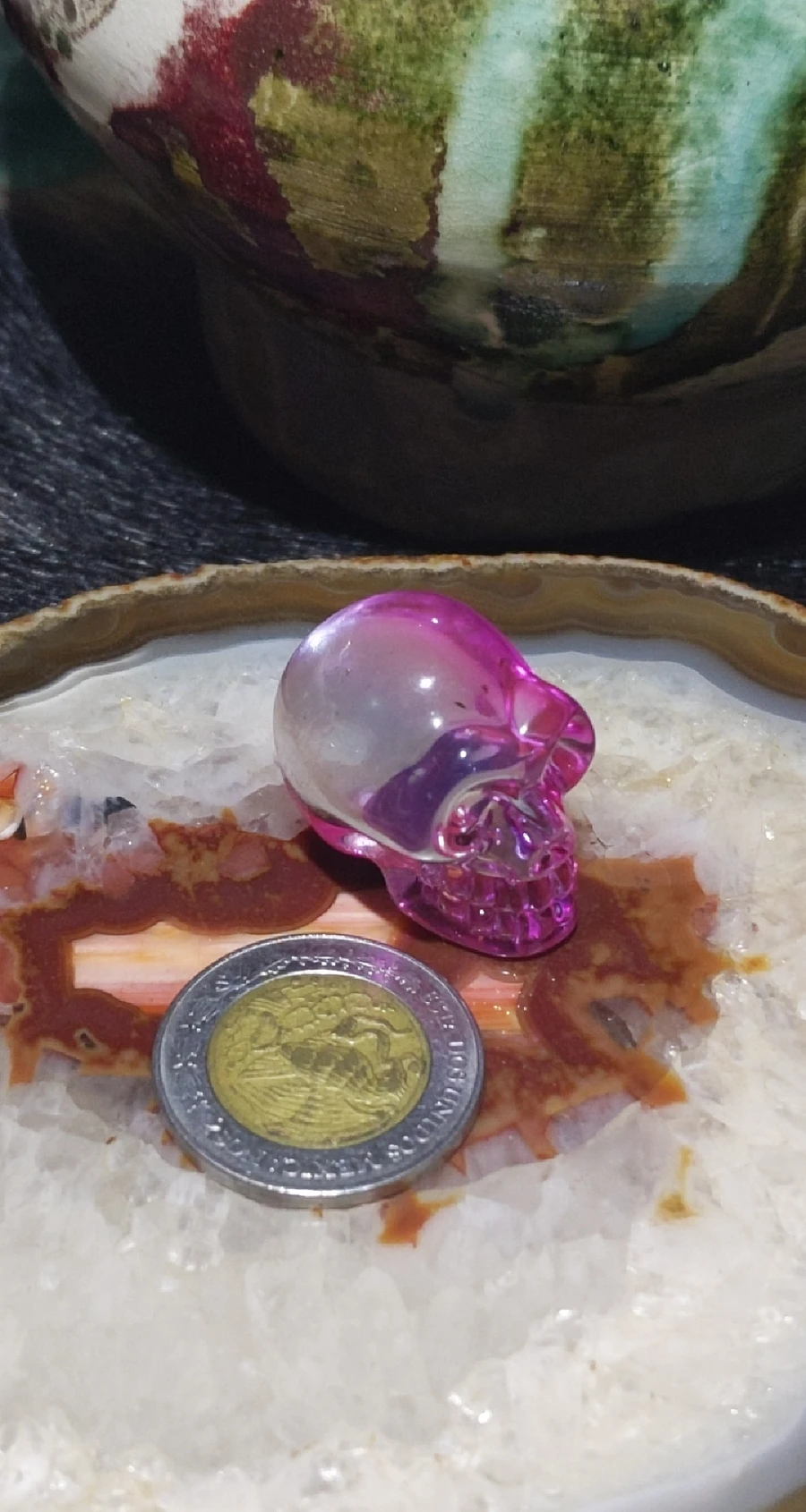 Pink Aura Quartz Skull #1 product image (2)