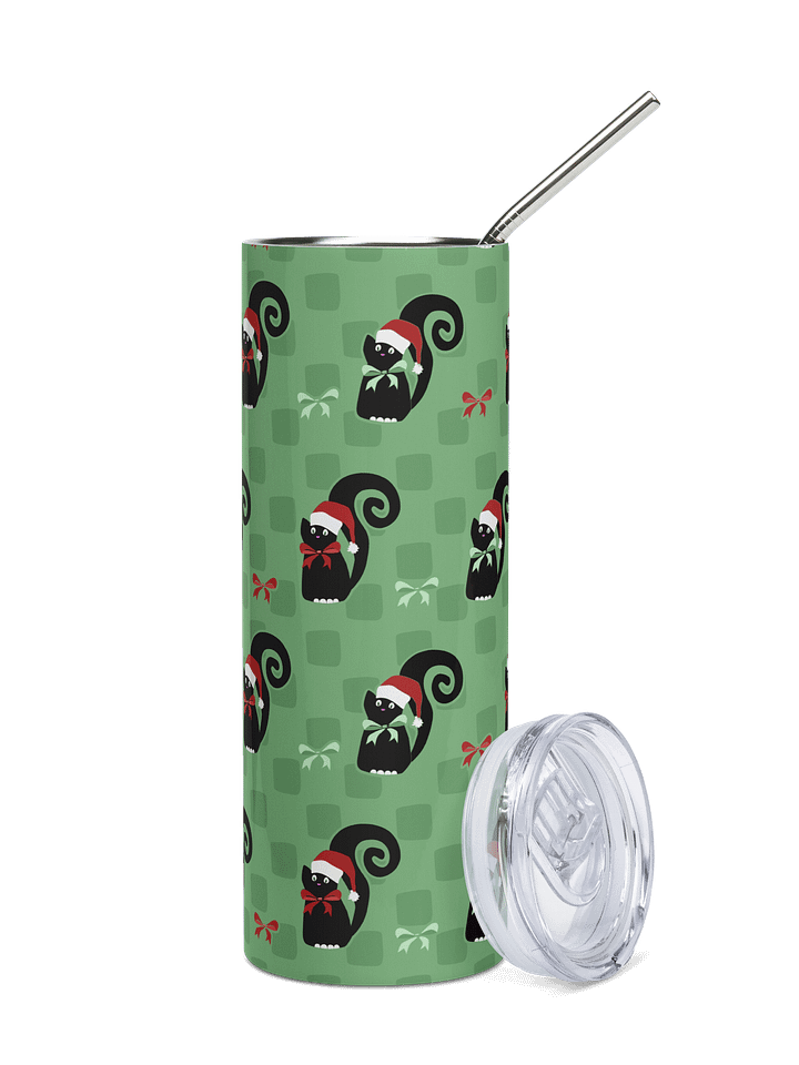 Christmas Kitties in a Row 20 oz Stainless Steel Tumbler – Green product image (1)