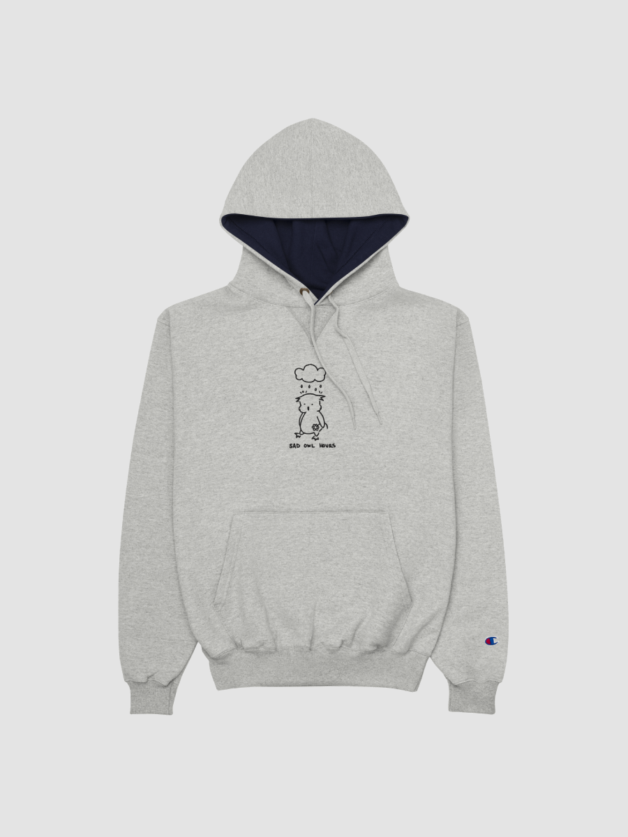 Sad Owl Hours Champion Cotton Max Hoodie (White Embroidered) product image (2)