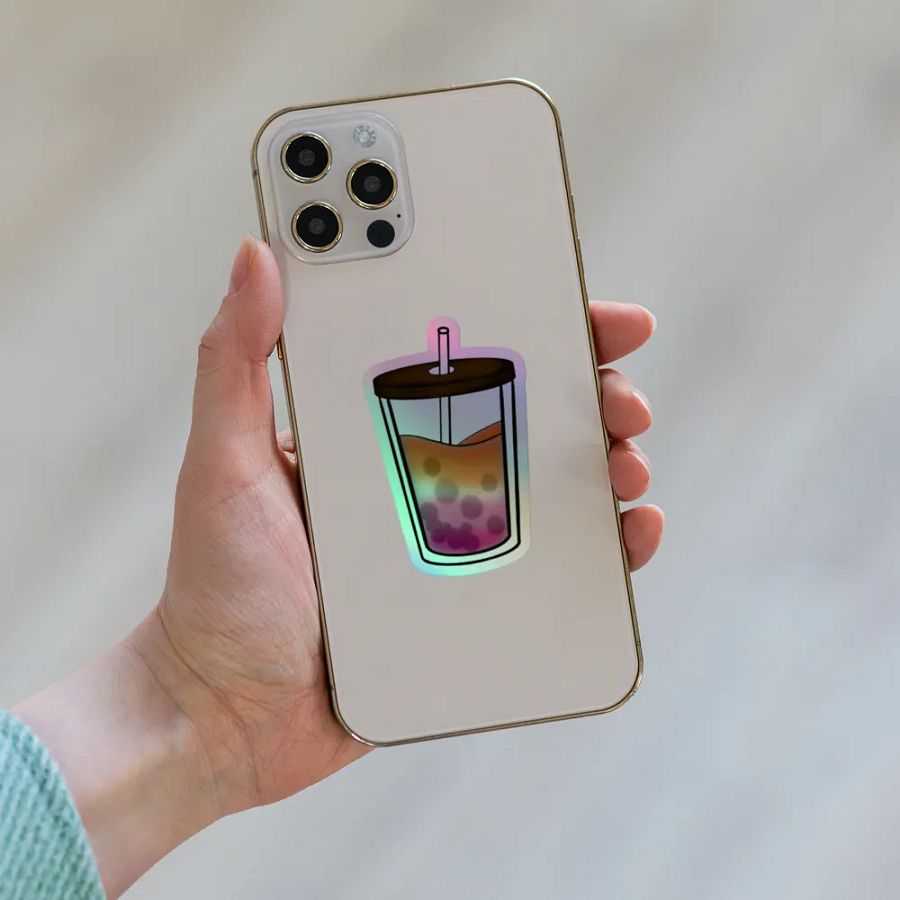 Bubbly Boba Tea Lesbian Pride Holographic Sticker Pack product image (3)